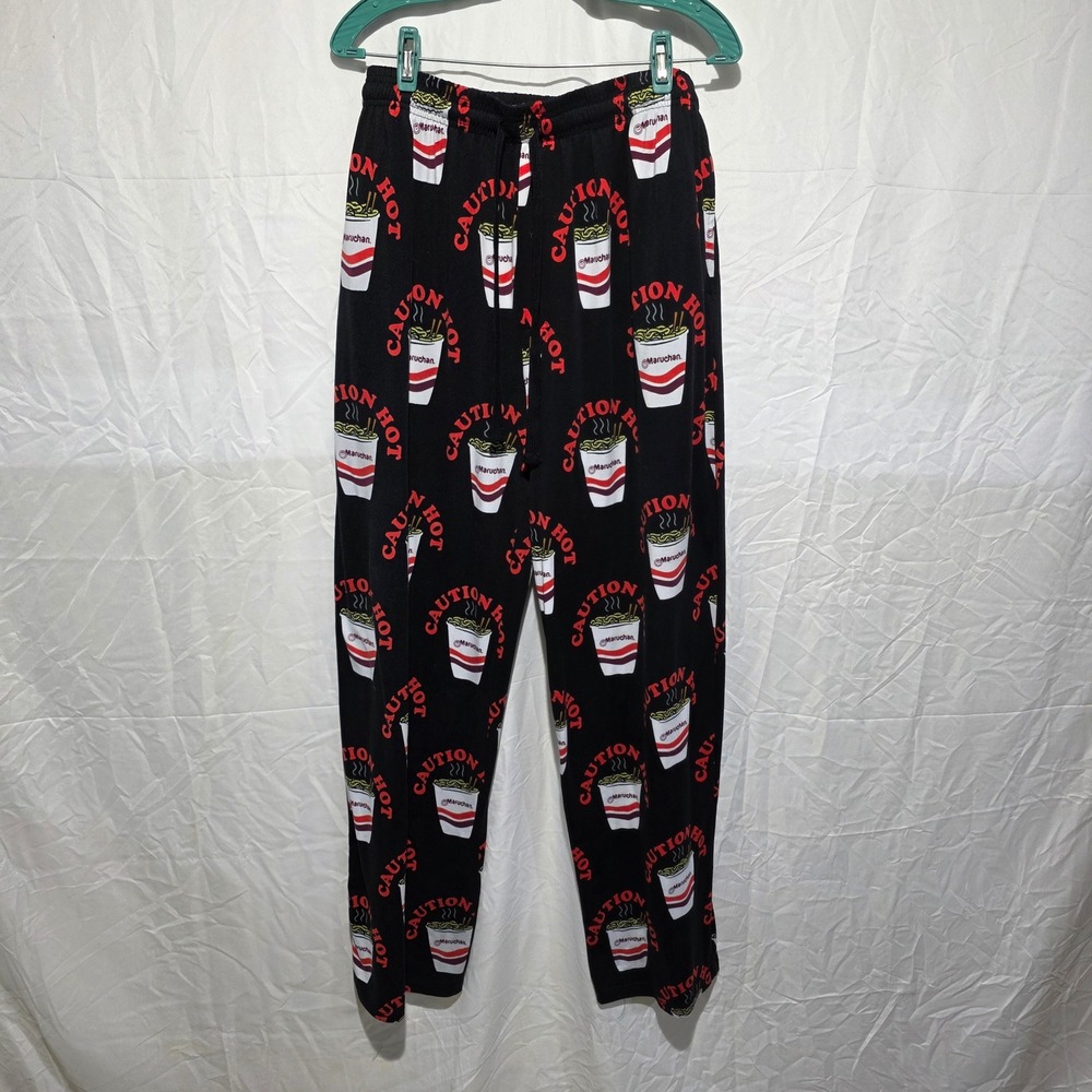 Maruchan Ramen Noodle Pajama Pants XXL Black Caution Hot Instant Lunch Lounge